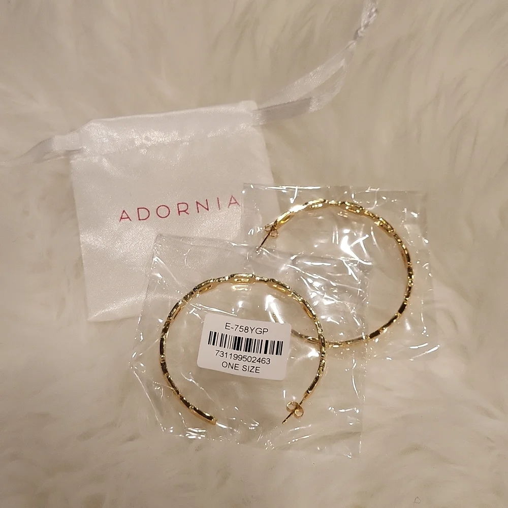 Adornia 2 Inch 14K Gold Plated Chain Link Hoop Earrings - Picture 3 of 9